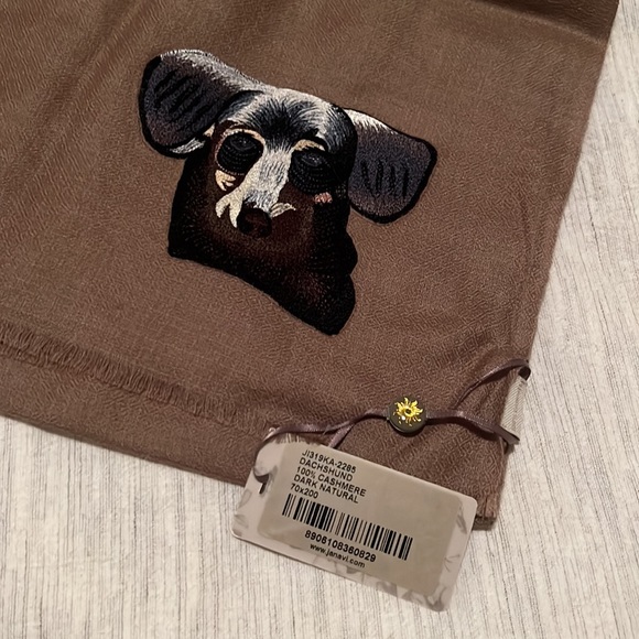 Dachshund 100% Cashmere Dark Natural Scarf - Picture 5 of 5